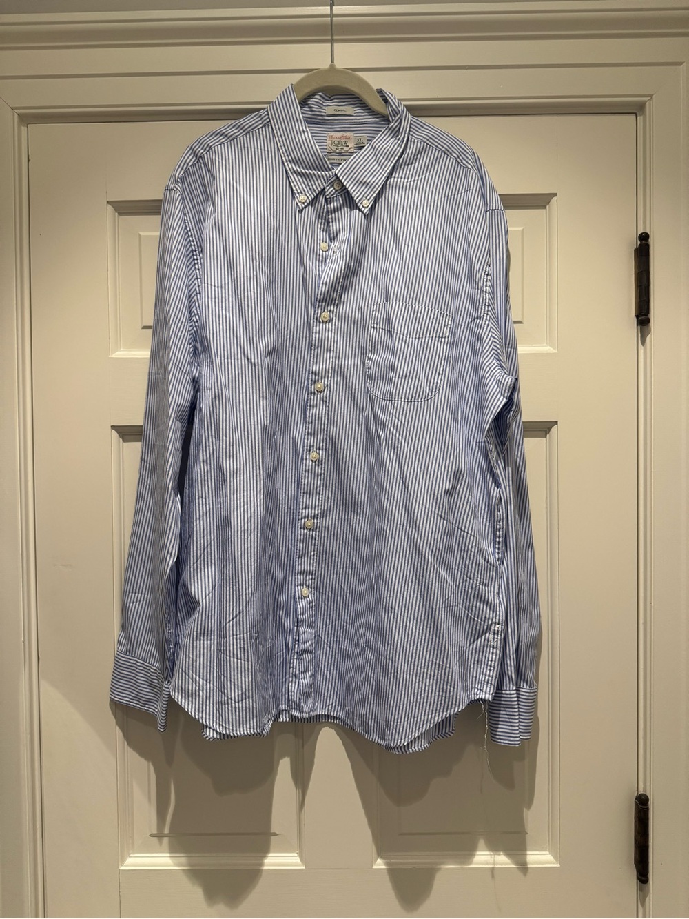 NWT- J. Crew Blue and White Thin-Stripe Button-Up Shirt